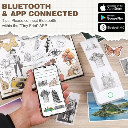 Mini Impresora Térmica Portátil Bluetooth 57mm - Sin Tinta Stickers Fotos DIY