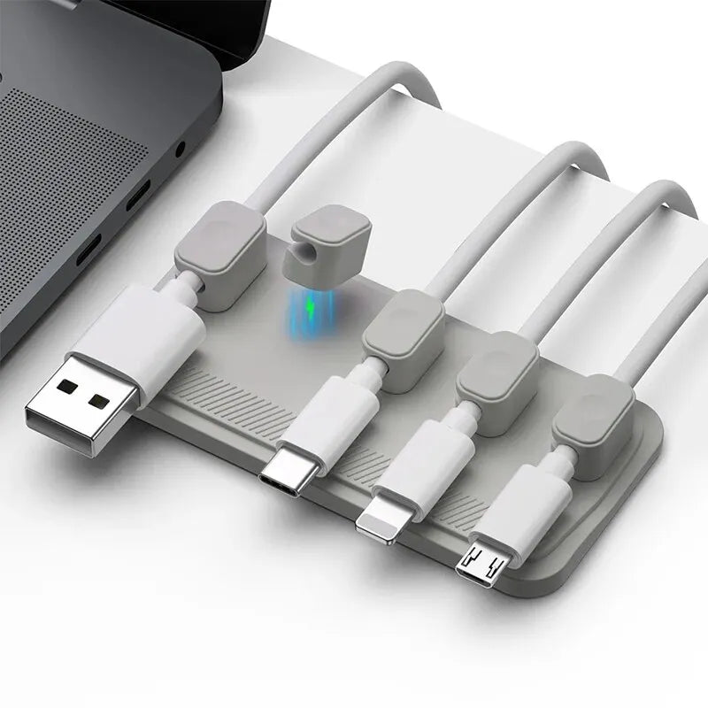 Organizador de Cables Magnético 6 en 1 - Soporte Adhesivo para Escritorio y Ratón - zyntrixe