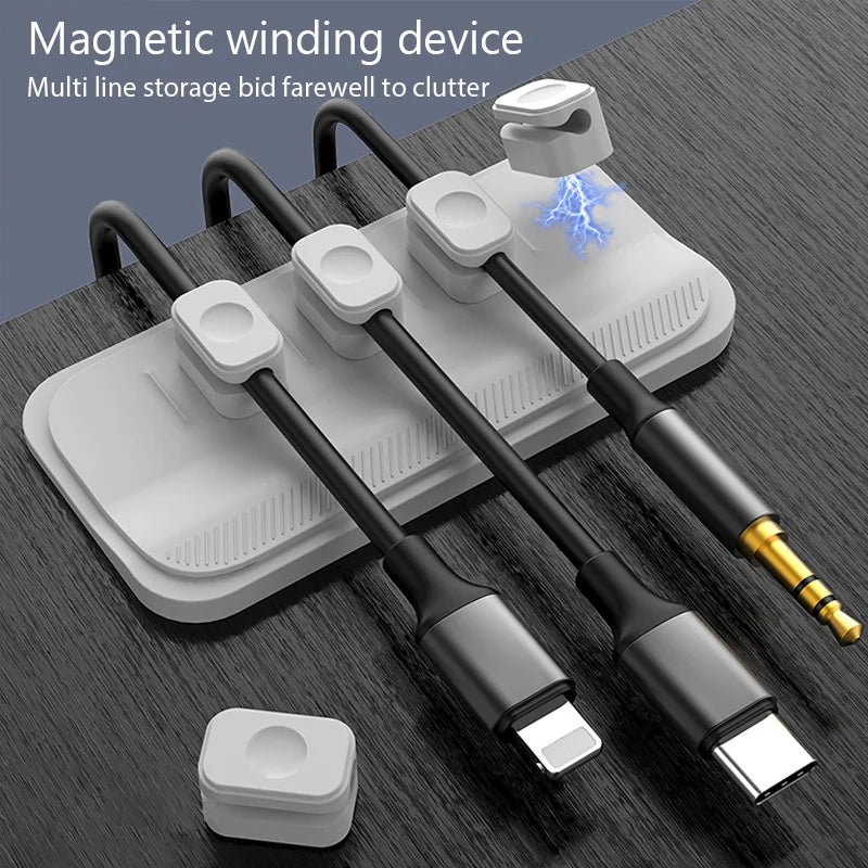 Organizador de Cables Magnético 6 en 1 - Soporte Adhesivo para Escritorio y Ratón - zyntrixe