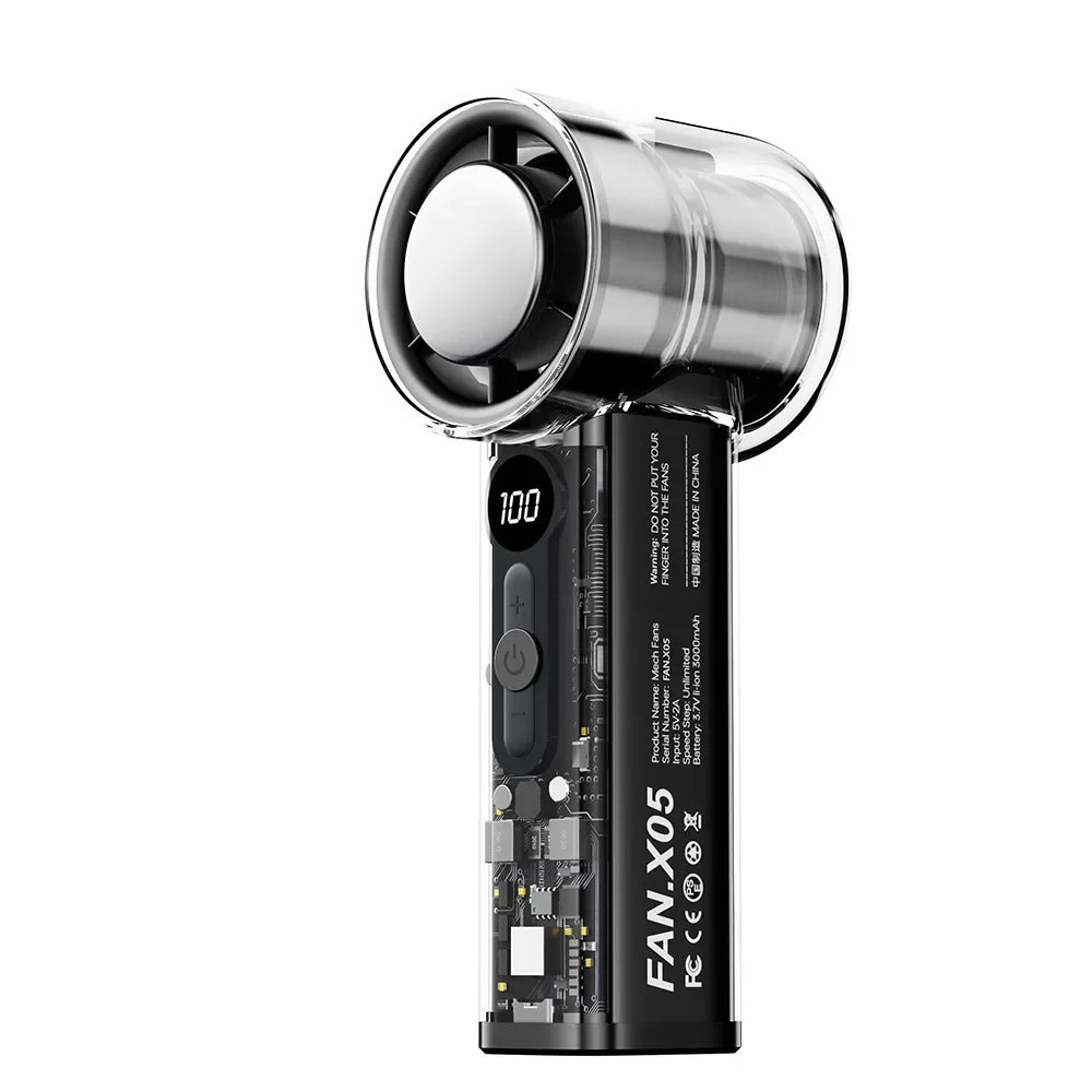 Mini Ventilador Portátil USB 3000mAh Recargable