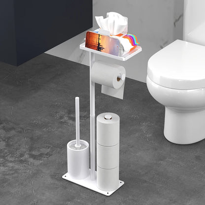 Floor standing roll paper holder, toilet paper holder, roll paper holder with bracket, bathroom hygiene brush holder - zyntrixe