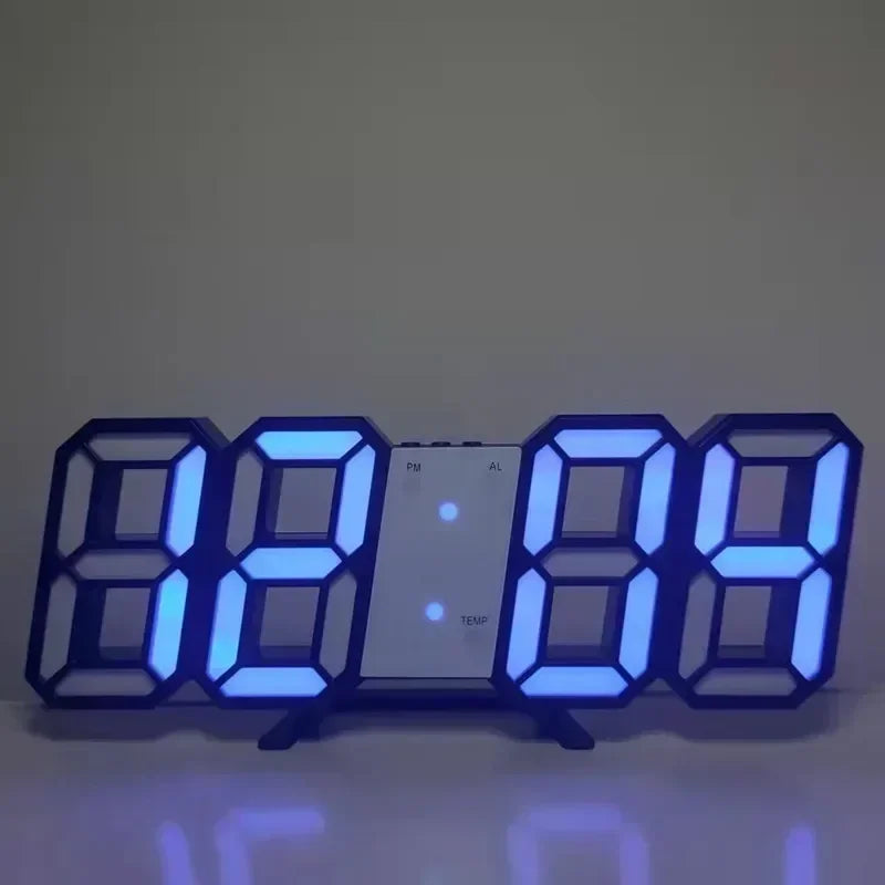 Reloj Despertador Digital LED 3D - Alarma Pared Temperatura Fecha Hogar Oficina