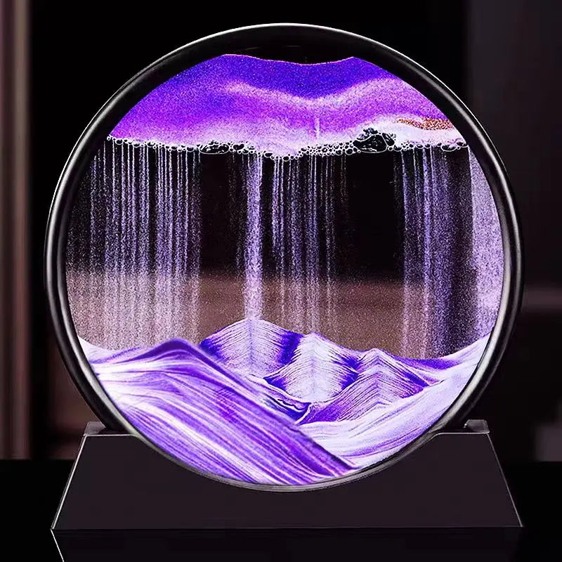 3D Moving Sand Art Picture - Round Glass Deep Sea Sandscape Hourglass Home Office Decor Gift - zyntrixe