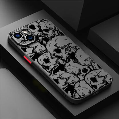 iPhone Case Skull Pattern - Matte Soft Silicone Cover for iPhone 16 15 14 13 12 11 Pro Max