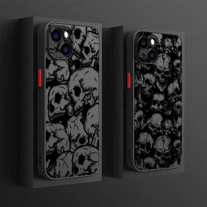 iPhone Case Skull Pattern - Matte Soft Silicone Cover for iPhone 16 15 14 13 12 11 Pro Max