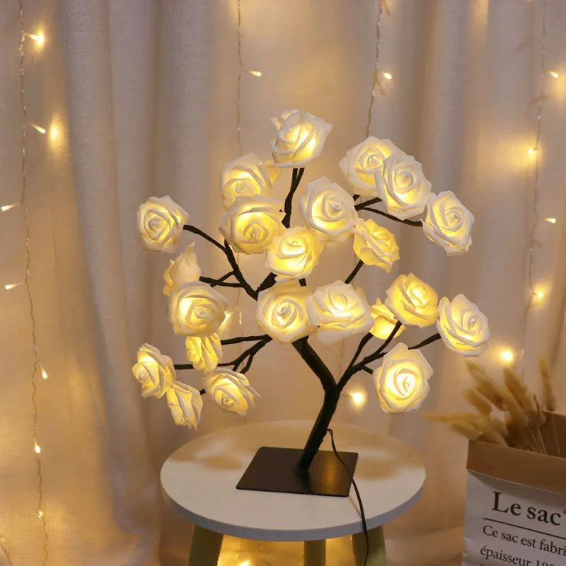 LED Rose Tree Table Lamp - Adjustable Decorative Night Light for Bedroom & Parties - zyntrixe