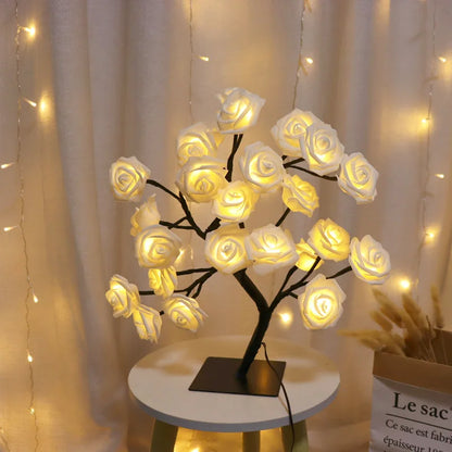 LED Rose Tree Table Lamp - Adjustable Decorative Night Light for Bedroom & Parties - zyntrixe