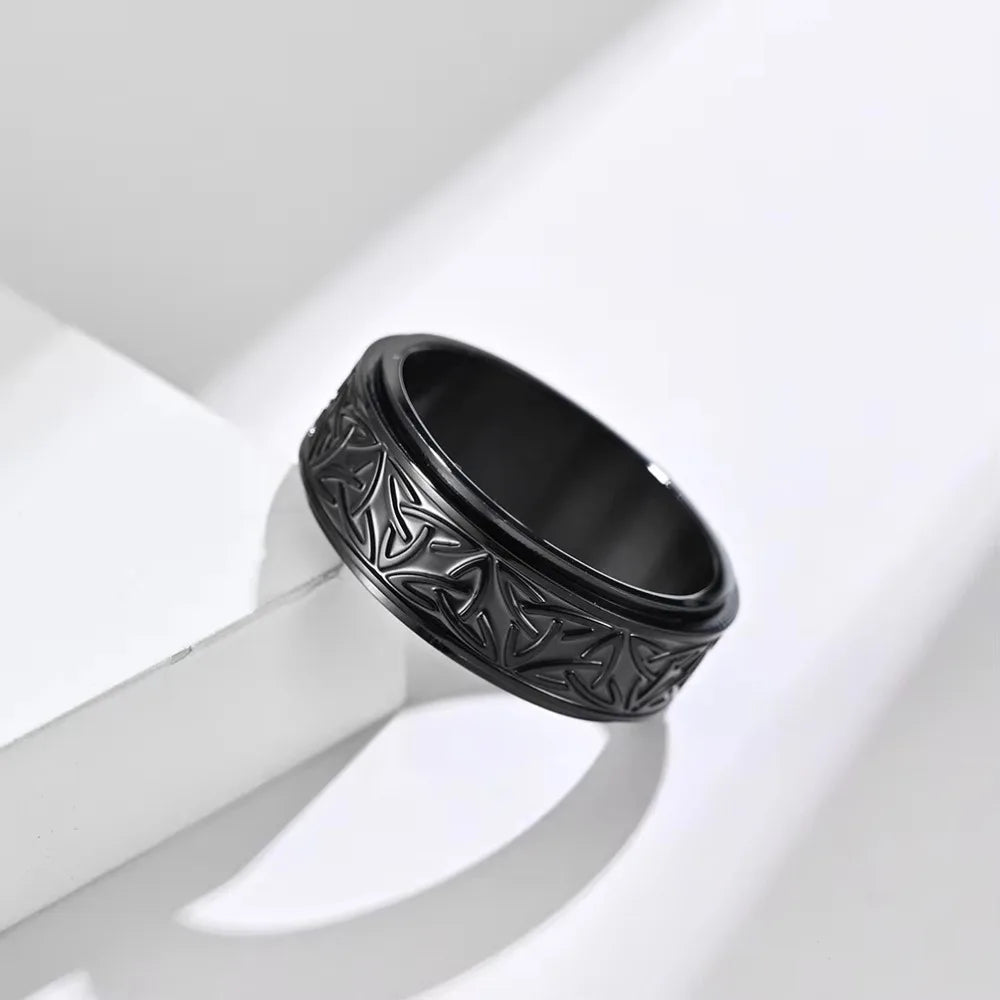 Anillo Vikingo Celta Giratorio Antiestres - Acero Inoxidable Hombre - zyntrixe