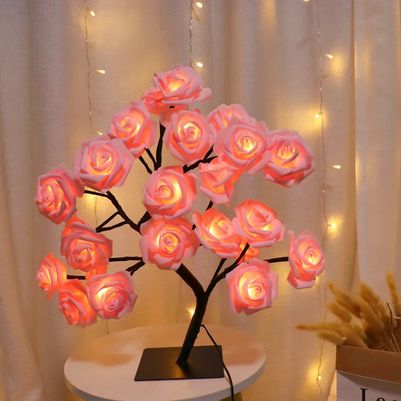 LED Rose Tree Table Lamp - Adjustable Decorative Night Light for Bedroom & Parties - zyntrixe