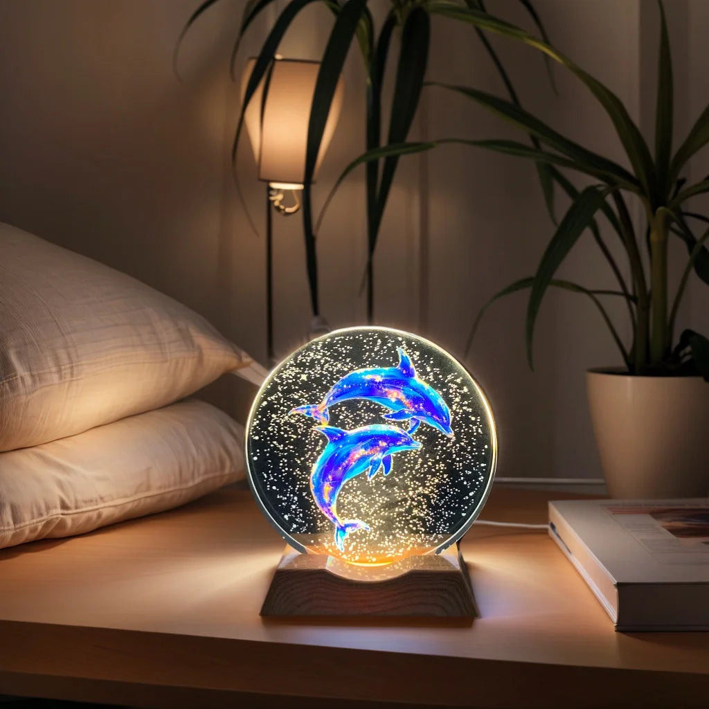 Luz Nocturna Delfín Cristal LED Amor