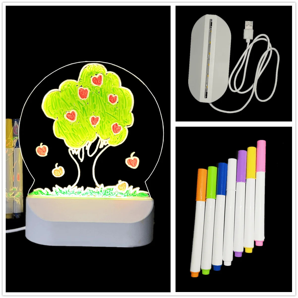 LED Acrylic Message Board - Erasable USB Drawing Board Night Light - zyntrixe