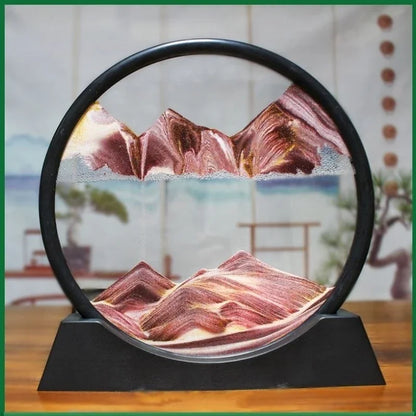 3D Moving Sand Art Picture - Round Glass Deep Sea Sandscape Hourglass Home Office Decor Gift - zyntrixe