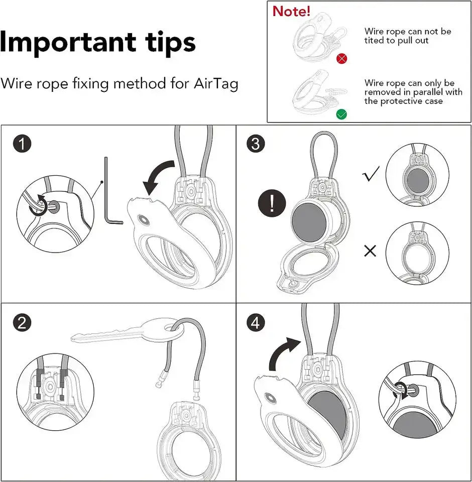 Soporte Seguro para Apple AirTag con Cable - Llavero Protector Antipérdida - zyntrixe