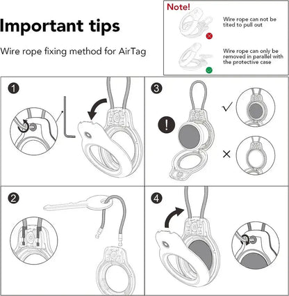 Soporte Seguro para Apple AirTag con Cable - Llavero Protector Antipérdida - zyntrixe