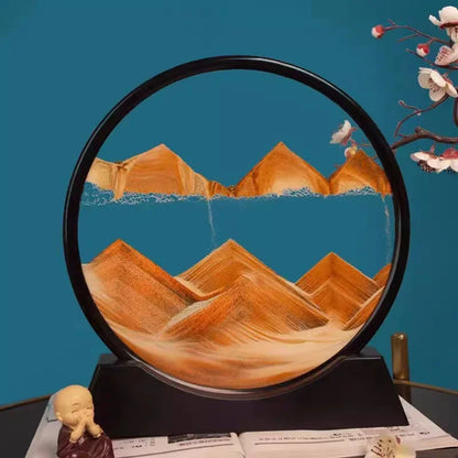 3D Moving Sand Art Picture - Round Glass Deep Sea Sandscape Hourglass Home Office Decor Gift - zyntrixe