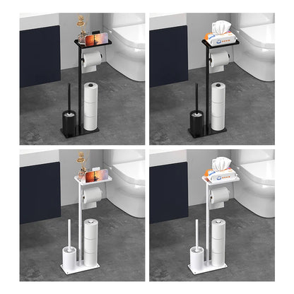 Floor standing roll paper holder, toilet paper holder, roll paper holder with bracket, bathroom hygiene brush holder - zyntrixe