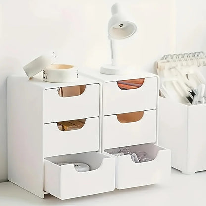 Chic 3-Tier Desk Organizer with Drawers - Ideal for Office Supplies, Jewelry & Cosmetics Storage - Portable Divider Box