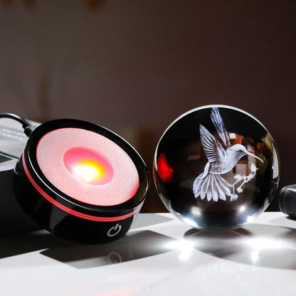 Bola Cristal 3D Colibrí LED Decorativa