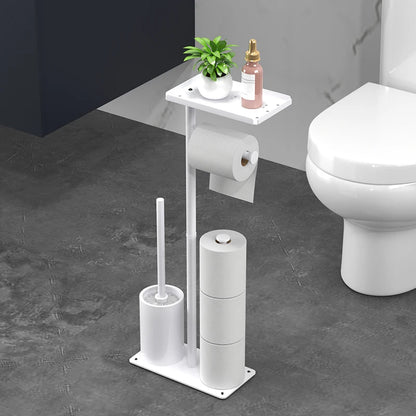 Floor standing roll paper holder, toilet paper holder, roll paper holder with bracket, bathroom hygiene brush holder - zyntrixe