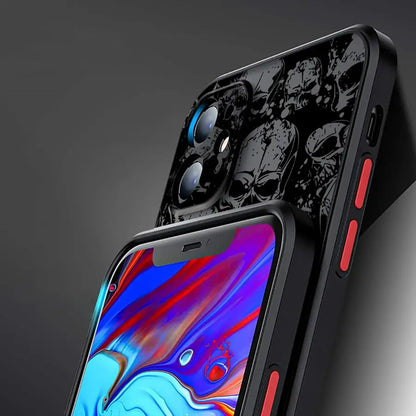iPhone Case Skull Pattern - Matte Soft Silicone Cover for iPhone 16 15 14 13 12 11 Pro Max